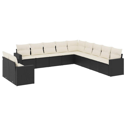 sofasæt til haven 11 dele med hynder polyrattan sort