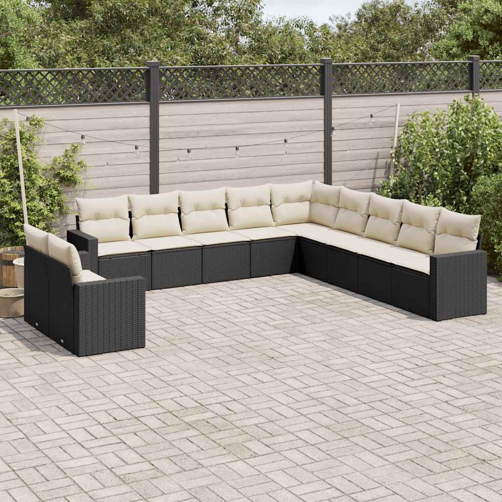 sofasæt til haven 11 dele med hynder polyrattan sort