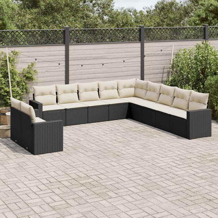 sofasæt til haven 11 dele med hynder polyrattan sort