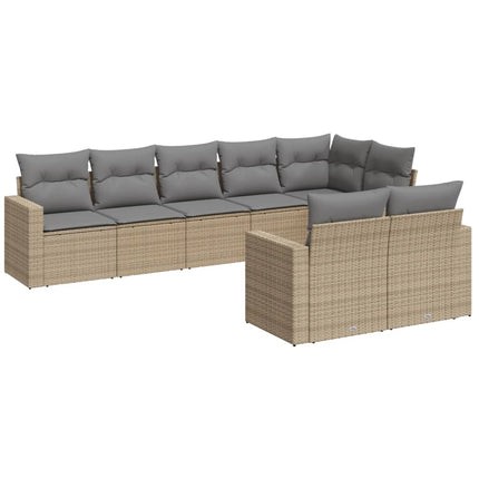 sofasæt til haven 8 dele med hynder polyrattan beige