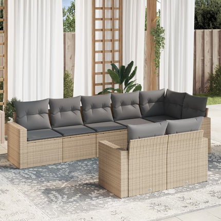 sofasæt til haven 8 dele med hynder polyrattan beige