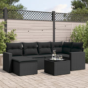 sofasæt til haven 7 dele med hynder polyrattan sort