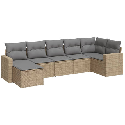 sofasæt til haven 7 dele med hynder polyrattan beige