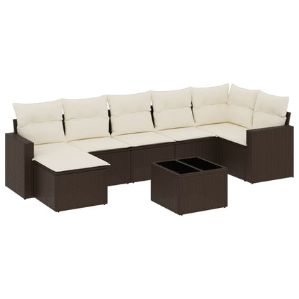 sofasæt til haven 8 dele med hynder polyrattan brun