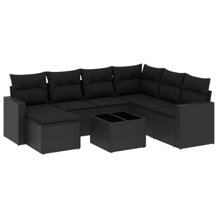 sofasæt til haven 8 dele med hynder polyrattan sort