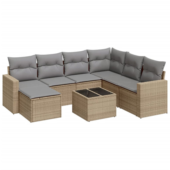 sofasæt til haven 8 dele med hynder polyrattan beige