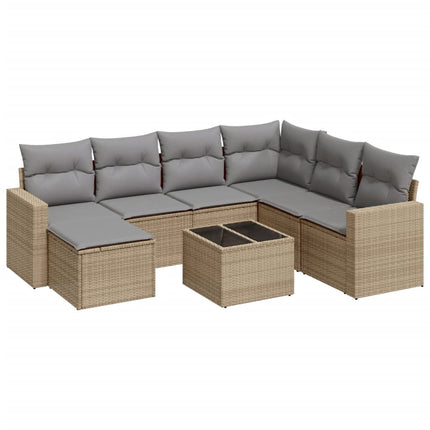 sofasæt til haven 8 dele med hynder polyrattan beige
