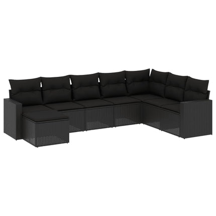 sofasæt til haven 8 dele med hynder polyrattan sort