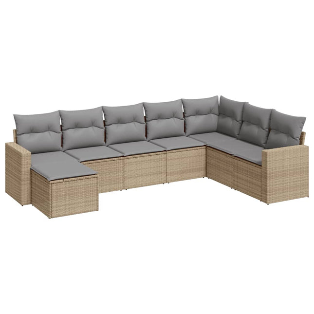 sofasæt til haven 8 dele med hynder polyrattan beige