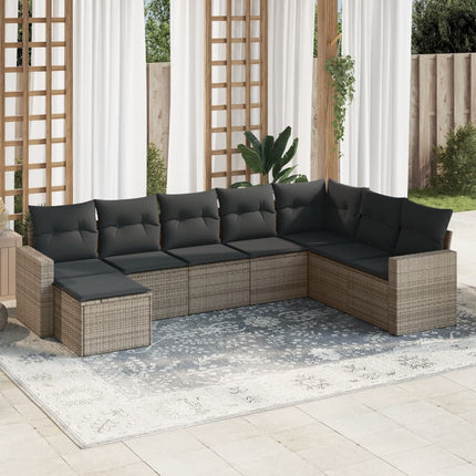 sofasæt til haven 8 dele med hynder polyrattan grå