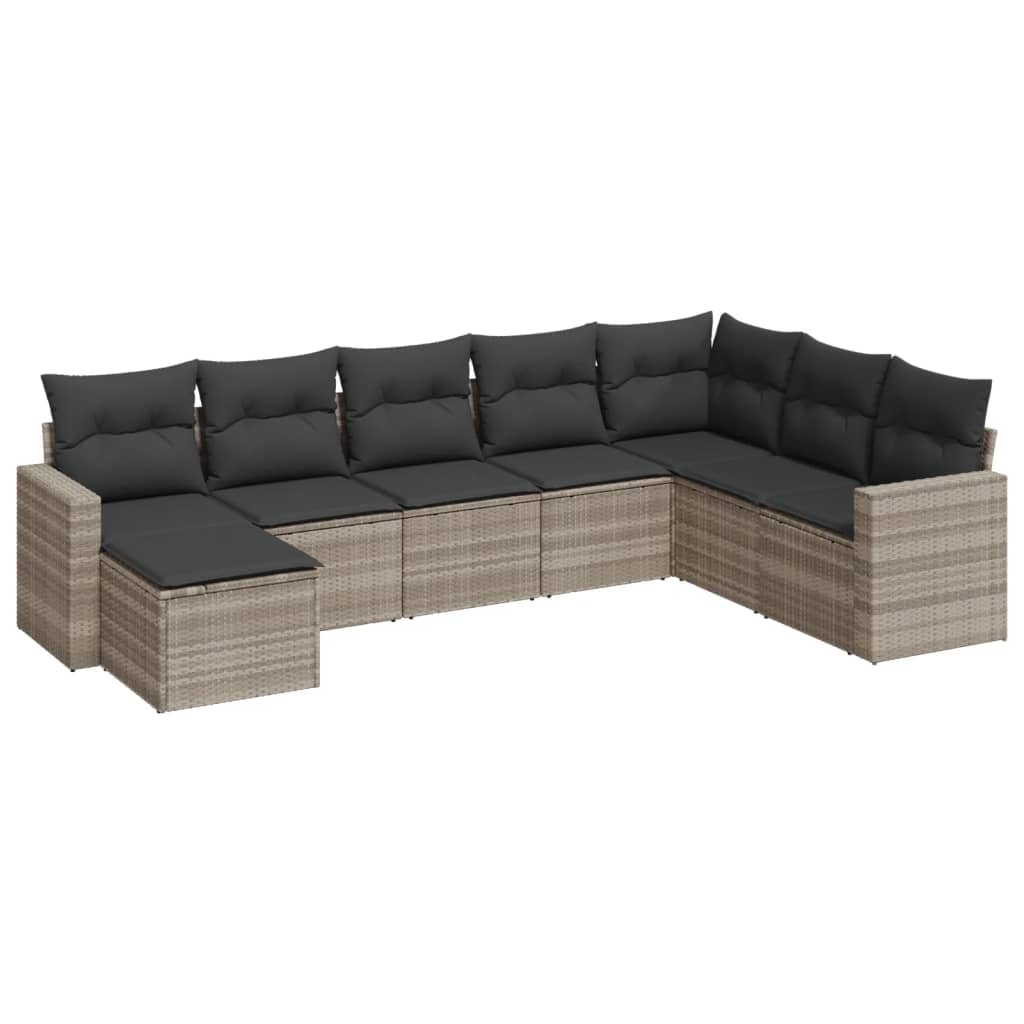 sofasæt til haven 8 dele med hynder polyrattan lysegrå