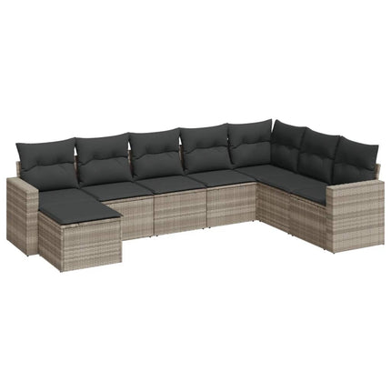 sofasæt til haven 8 dele med hynder polyrattan lysegrå