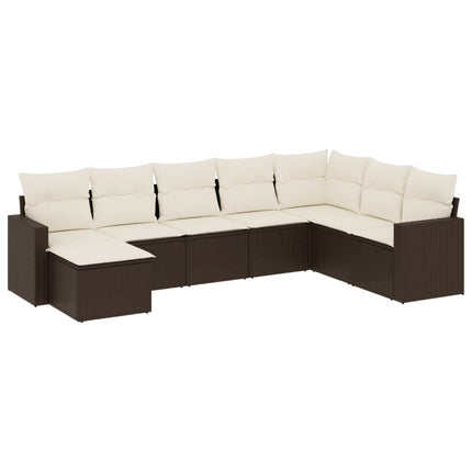 sofasæt til haven 8 dele med hynder polyrattan brun