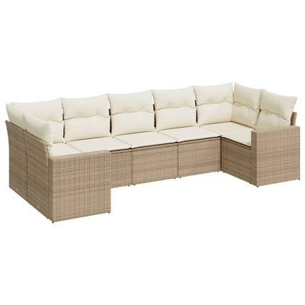 sofasæt til haven 7 dele med hynder polyrattan beige