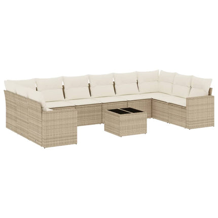 sofasæt til haven 11 dele med hynder polyrattan beige