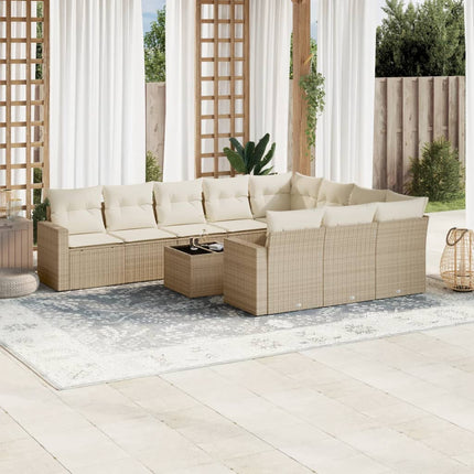 sofasæt til haven 11 dele med hynder polyrattan beige