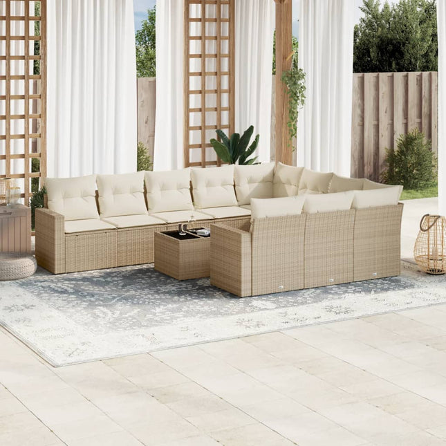 sofasæt til haven 11 dele med hynder polyrattan beige