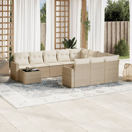 sofasæt til haven 11 dele med hynder polyrattan beige