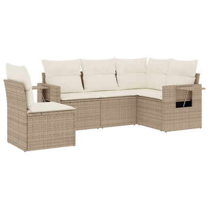 sofasæt til haven 5 dele med hynder polyrattan beige