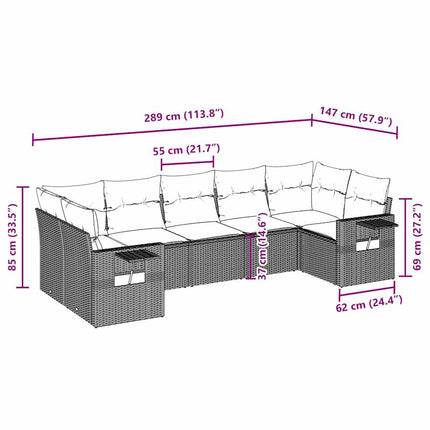 sofasæt til haven 7 dele med hynder polyrattan lysegrå