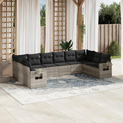 sofasæt til haven 10 dele med hynder polyrattan lysegrå