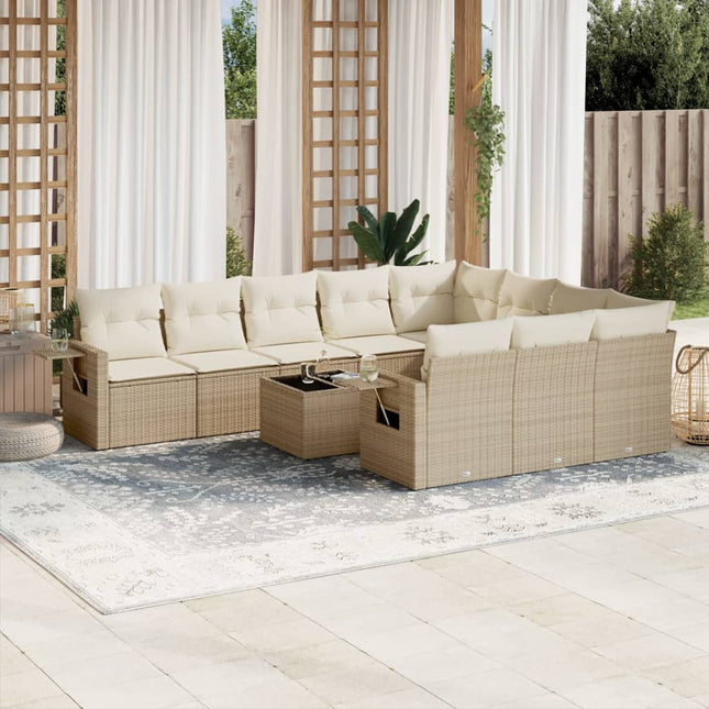 sofasæt til haven 11 dele med hynder polyrattan beige