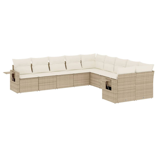 sofasæt til haven 10 dele med hynder polyrattan beige