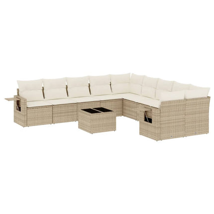 sofasæt til haven 11 dele med hynder polyrattan beige