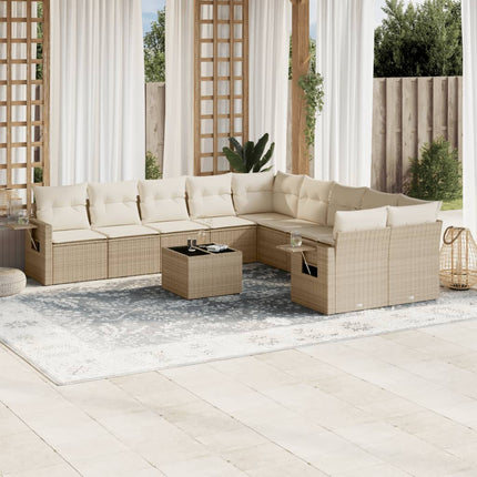 sofasæt til haven 11 dele med hynder polyrattan beige