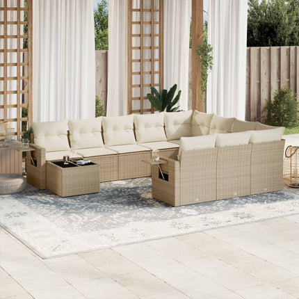 sofasæt til haven 11 dele med hynder polyrattan beige