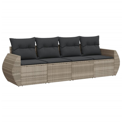sofasæt til haven 4 dele med hynder polyrattan lysegrå