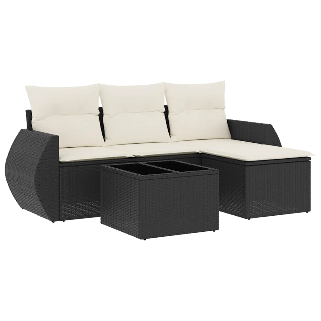 sofasæt til haven 5 dele med hynder polyrattan sort