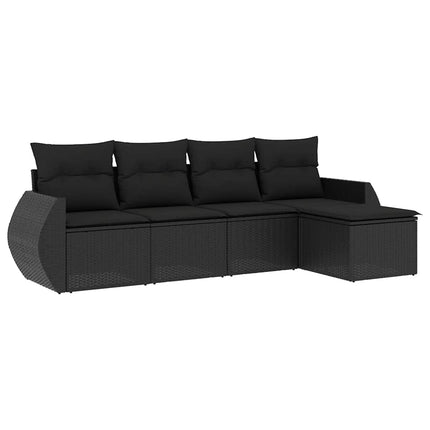 sofasæt til haven 5 dele med hynder polyrattan sort