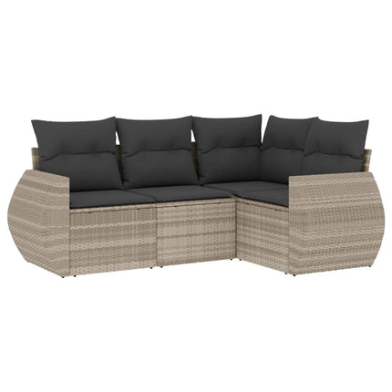 sofasæt til haven 4 dele med hynder polyrattan lysegrå