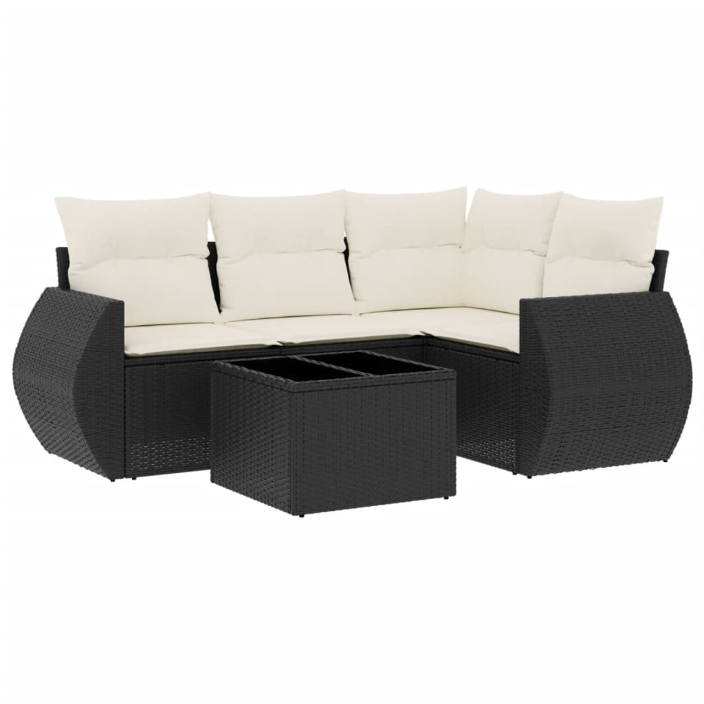 sofasæt til haven 5 dele med hynder polyrattan sort