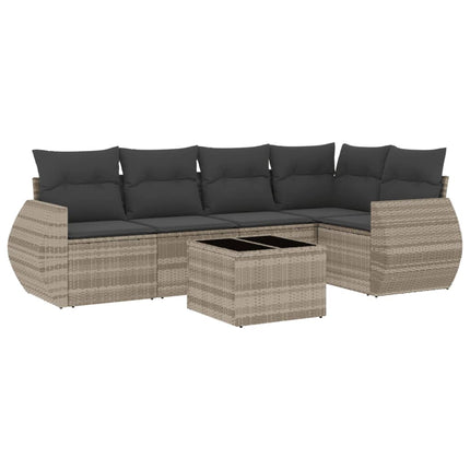 sofasæt til haven 6 dele med hynder polyrattan lysegrå