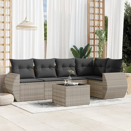 sofasæt til haven 6 dele med hynder polyrattan lysegrå
