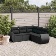 sofasæt til haven 5 dele med hynder polyrattan sort