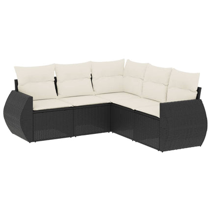 sofasæt til haven 5 dele med hynder polyrattan sort