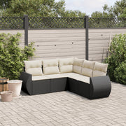 sofasæt til haven 5 dele med hynder polyrattan sort