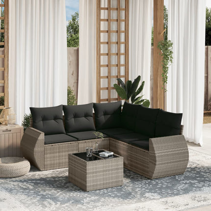 sofasæt til haven 6 dele med hynder polyrattan lysegrå