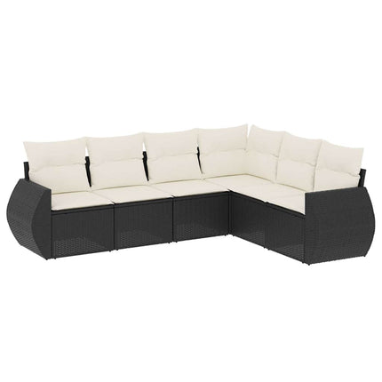 sofasæt til haven 6 dele med hynder polyrattan sort
