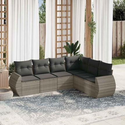 sofasæt til haven 6 dele med hynder polyrattan lysegrå