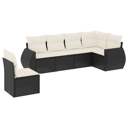 sofasæt til haven 6 dele med hynder polyrattan sort