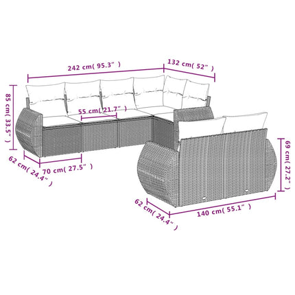sofasæt til haven 7 dele med hynder polyrattan beige