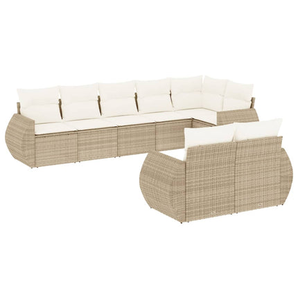 sofasæt til haven 8 dele med hynder polyrattan beige