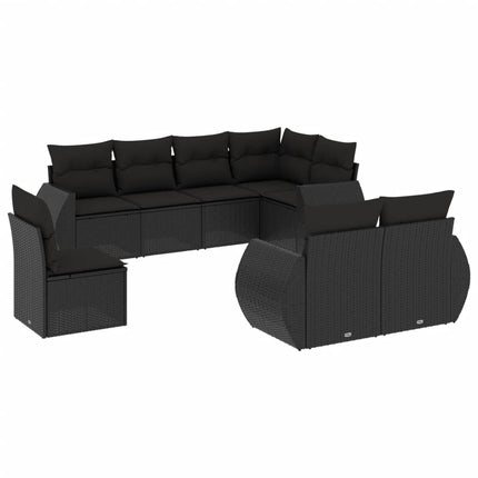 sofasæt til haven 8 dele med hynder polyrattan sort