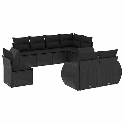 sofasæt til haven 8 dele med hynder polyrattan sort