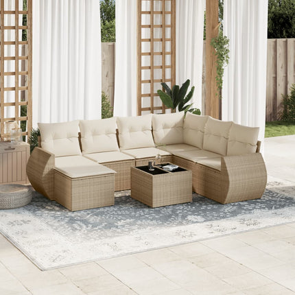 sofasæt til haven 8 dele med hynder polyrattan beige