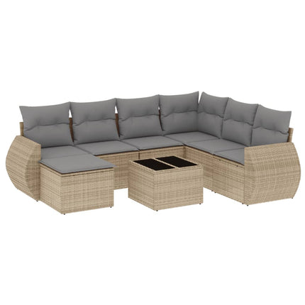 sofasæt til haven 8 dele med hynder polyrattan beige